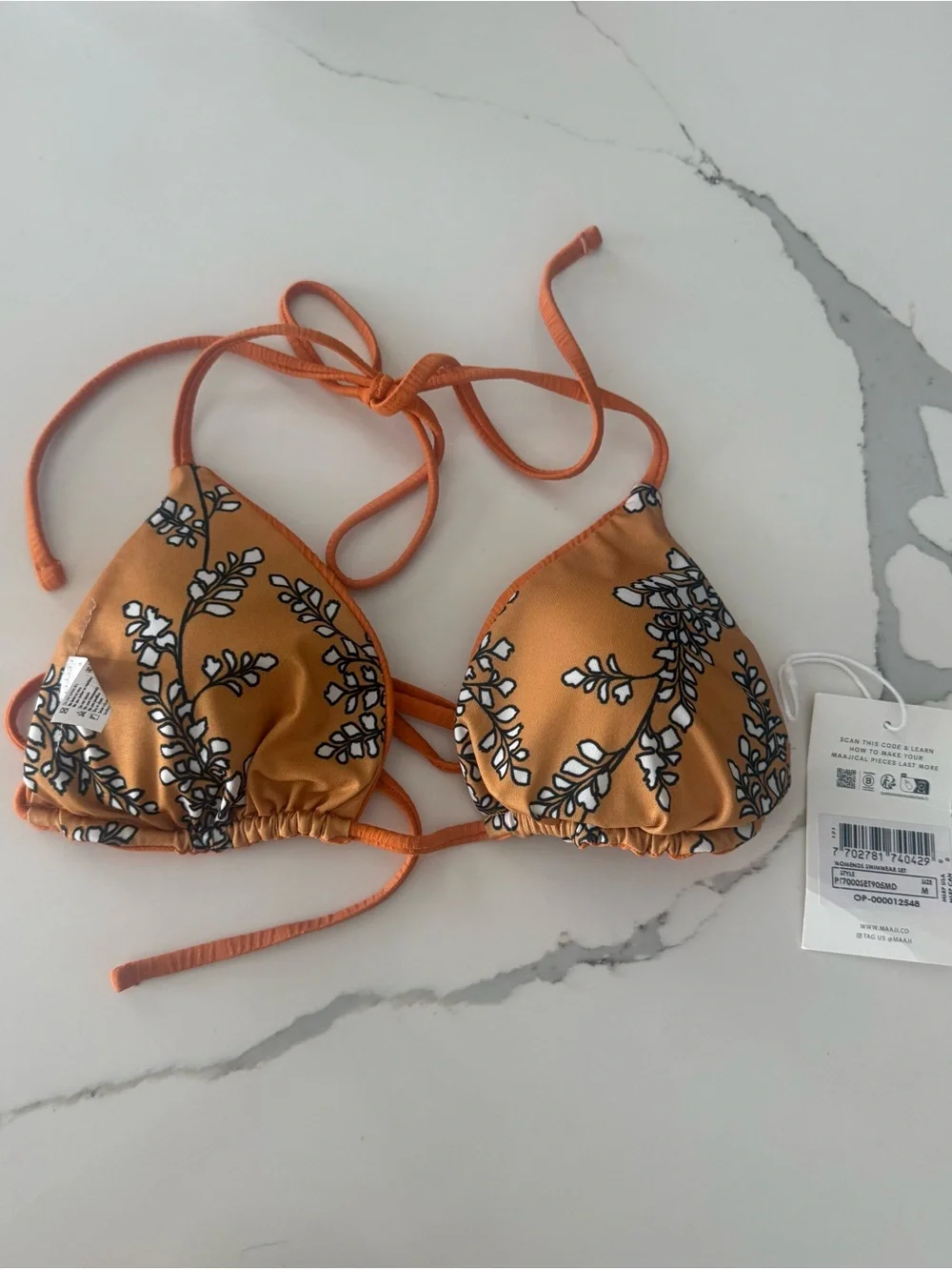 Maaji Vibrant Orange Tie-String Reversible Bikini Set